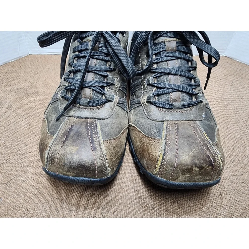 Skechers Leather Bicycle Toe Sneaker Shoes Brown Walking Athletic Mens 11